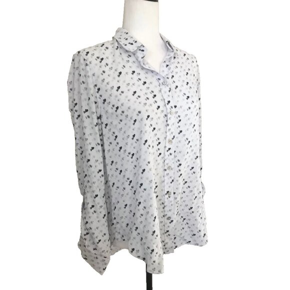 NWT JANE & DELANCEY Long Sleeve Top Blouse Size Small Tab Sleeves Hearts Pattern - Picture 3 of 7